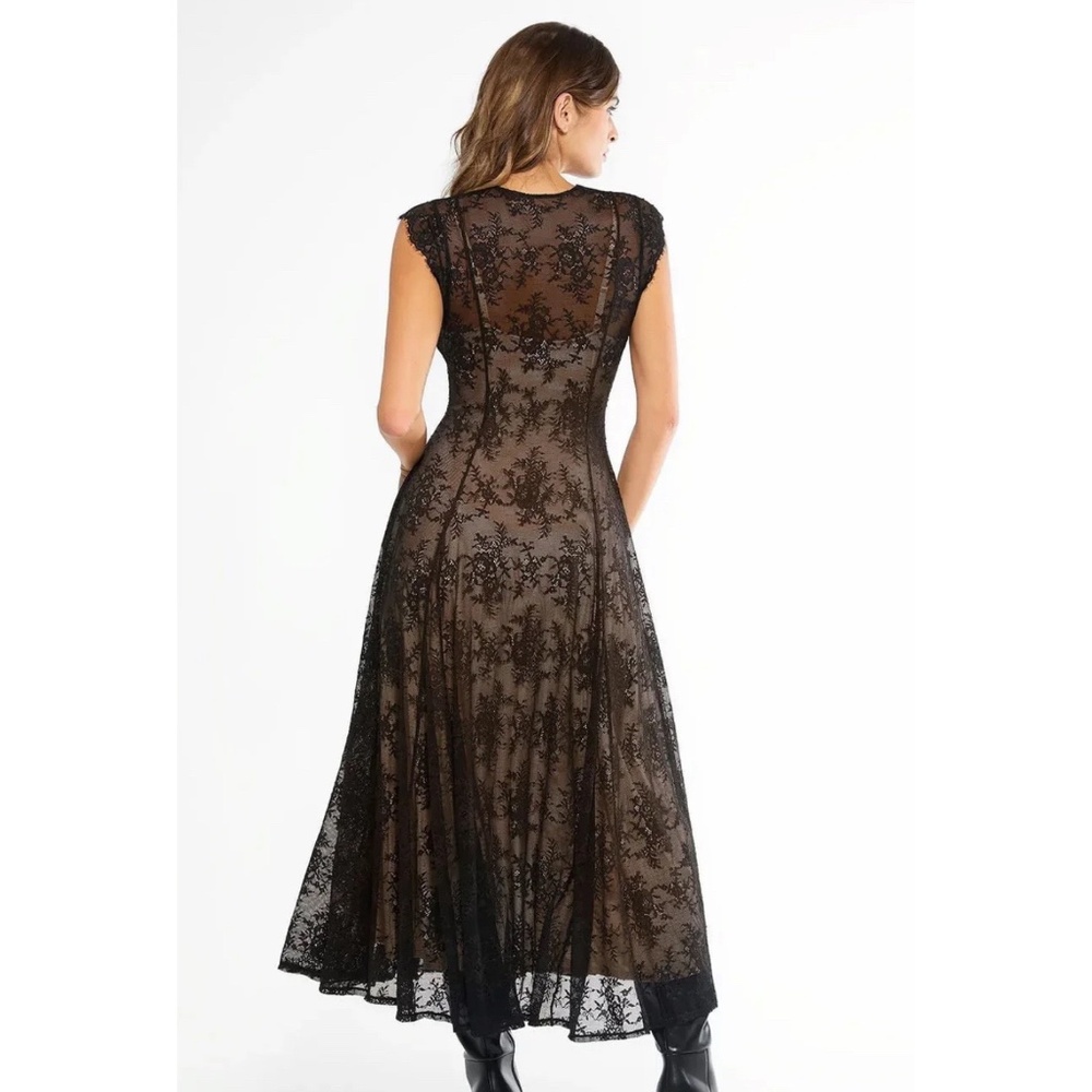 NWT Popilush Shapewear Boho Floral Lace Front Slit Maxi Dress - Picture 10 of 12